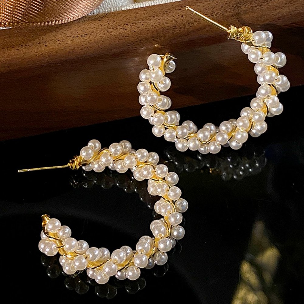 14K Gold Pearl Beaded Earrings
